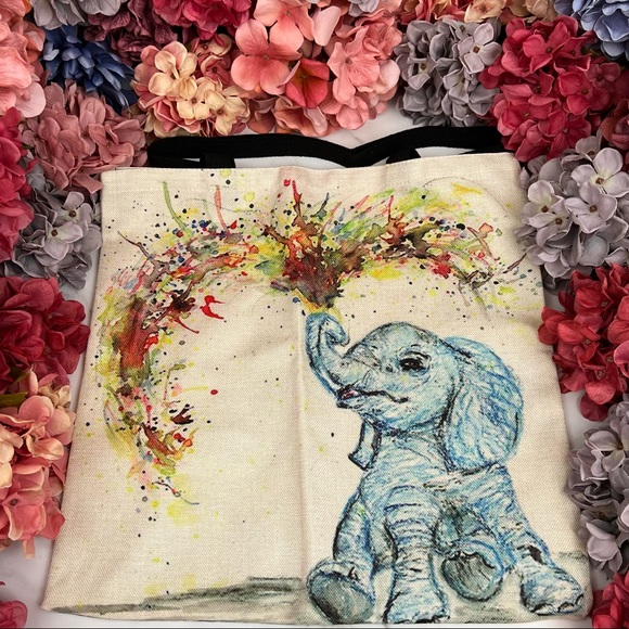 Eco-Friendly Playful Baby Elephant Folding Tote Bag - Picture 5 of 14